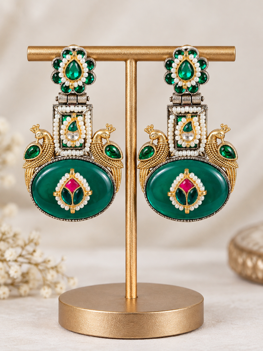 Royal Green Heritage Dangler Earrings
