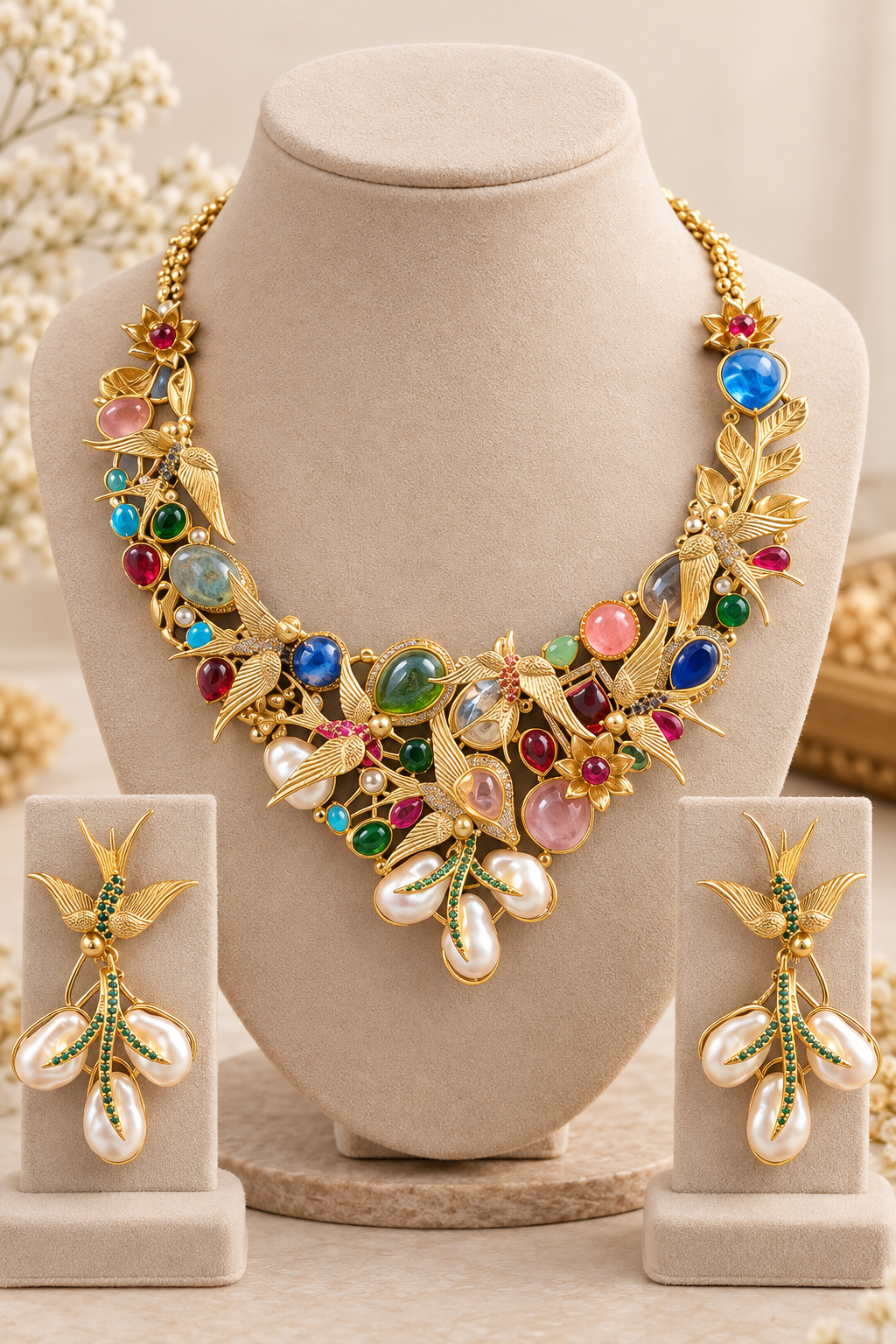 Multicolor Garden Luxe Designer Necklace Set