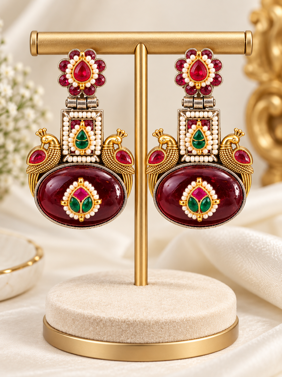 Ruby Emerald Heritage Dangler Earrings