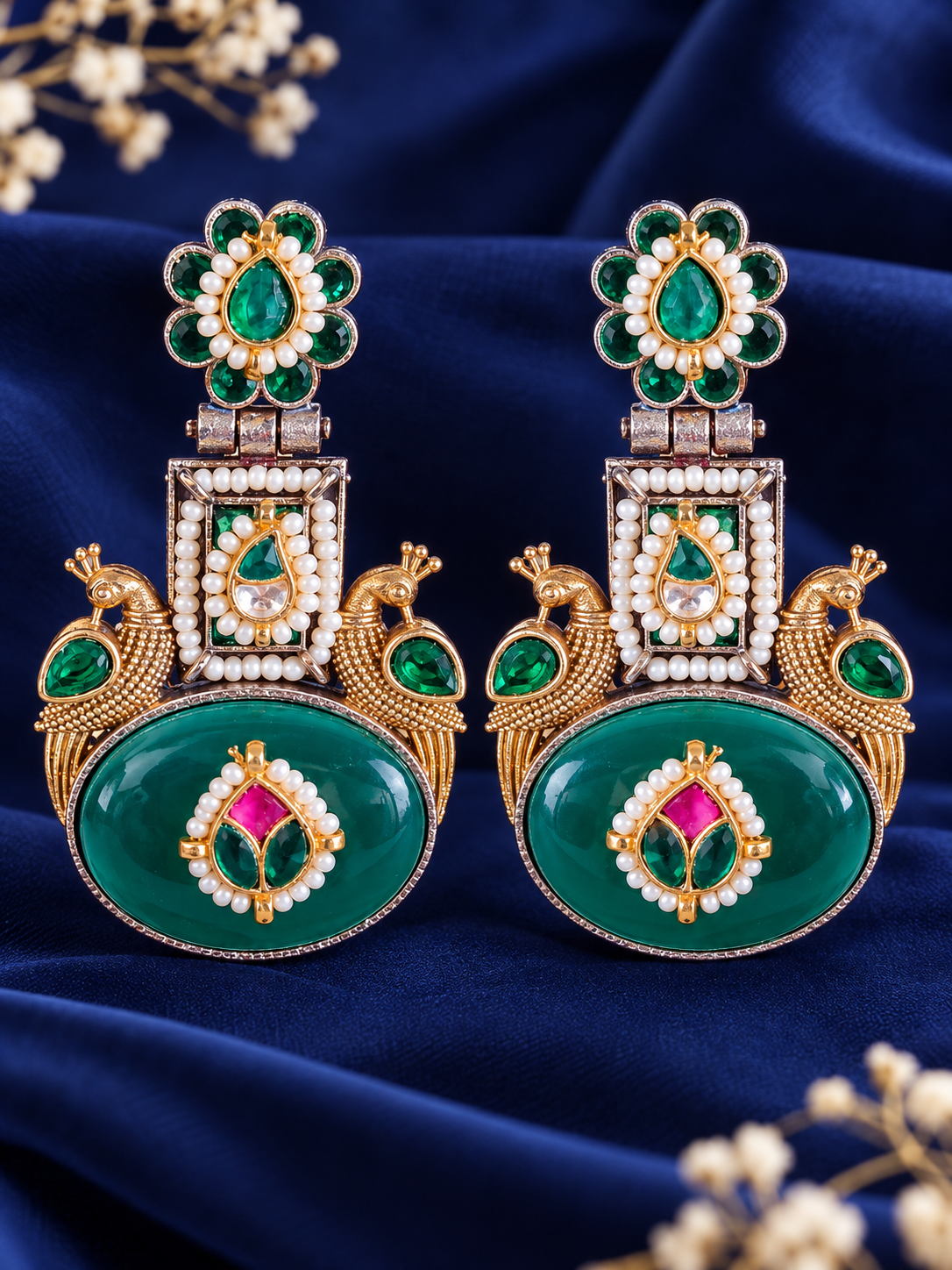 Royal Green Heritage Dangler Earrings