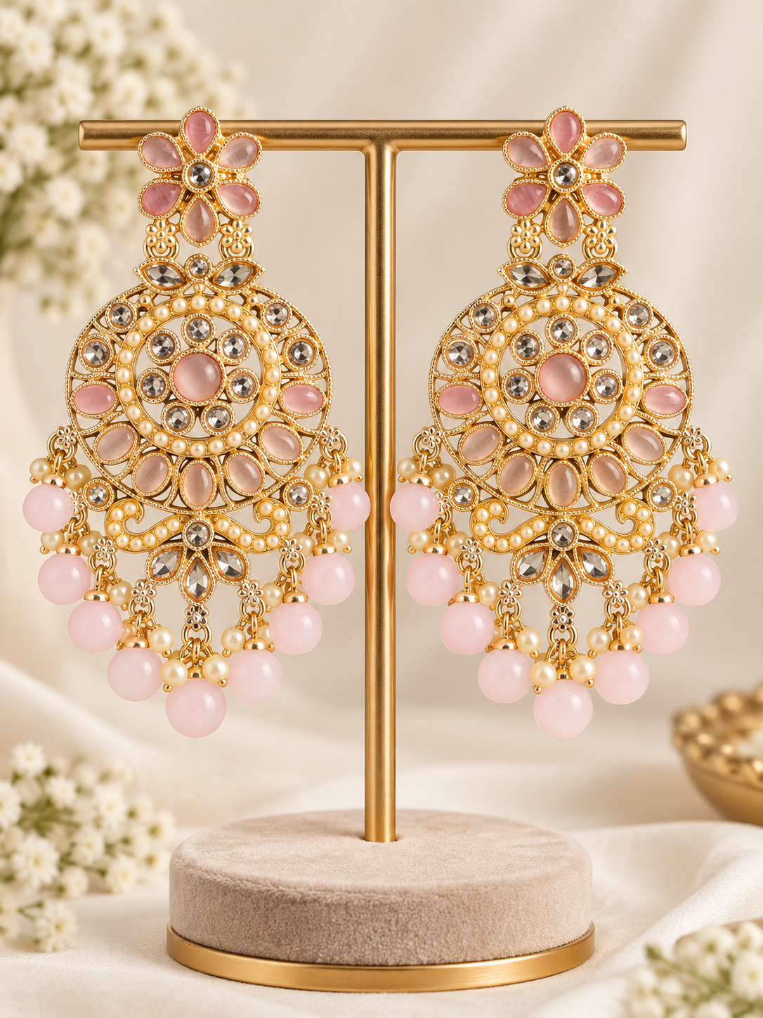 Pink Pearl Royale Chandelier Earrings