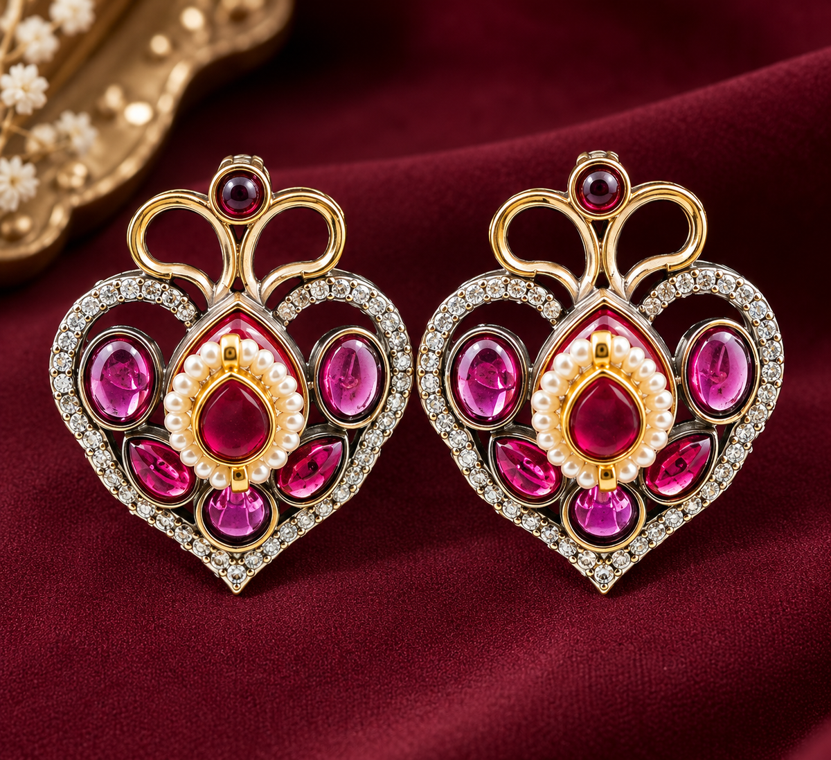 Royal Ruby Heart Necklace Set