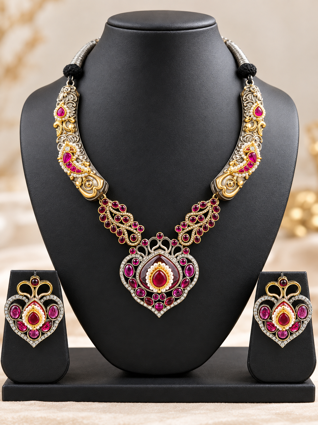 Royal Ruby Heart Necklace Set