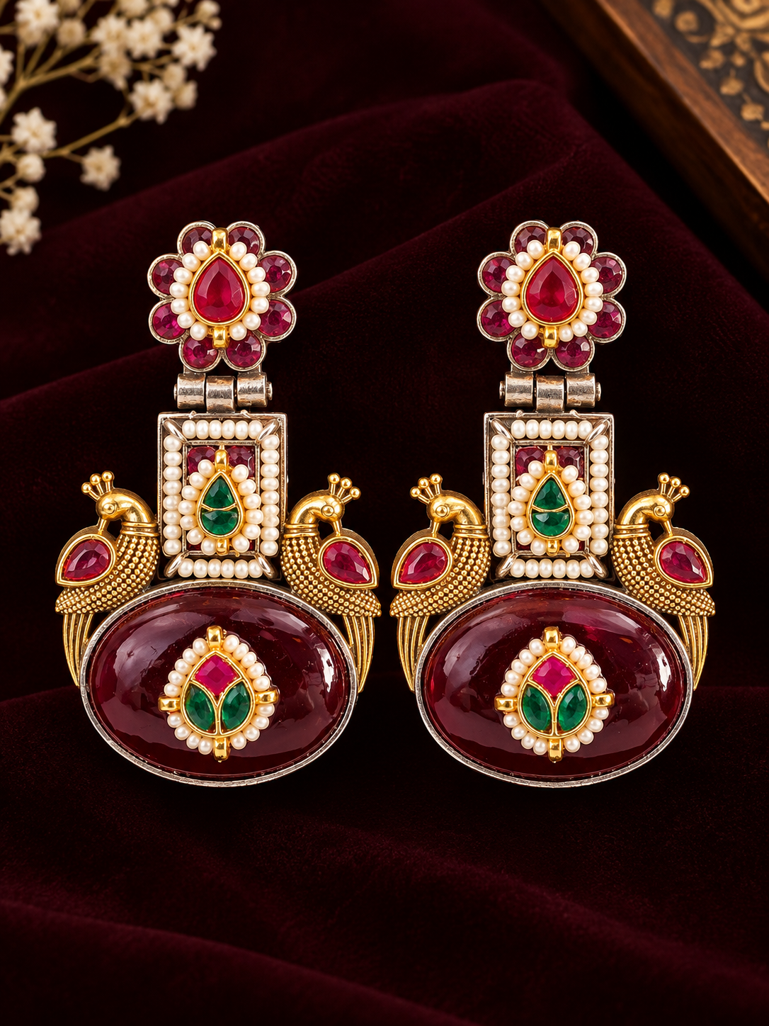 Ruby Emerald Heritage Dangler Earrings