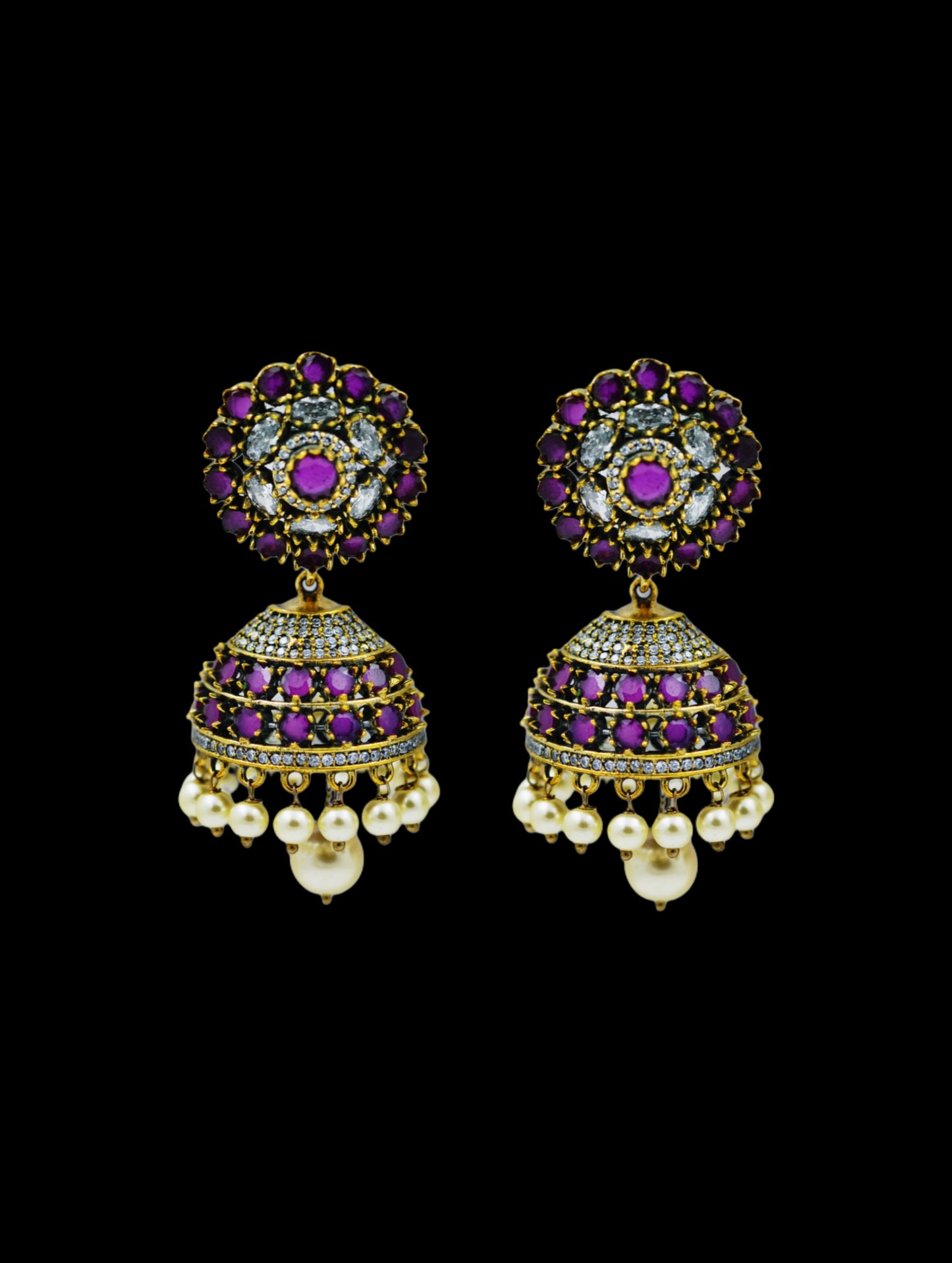 Regal Amethyst Jhumka Earrings