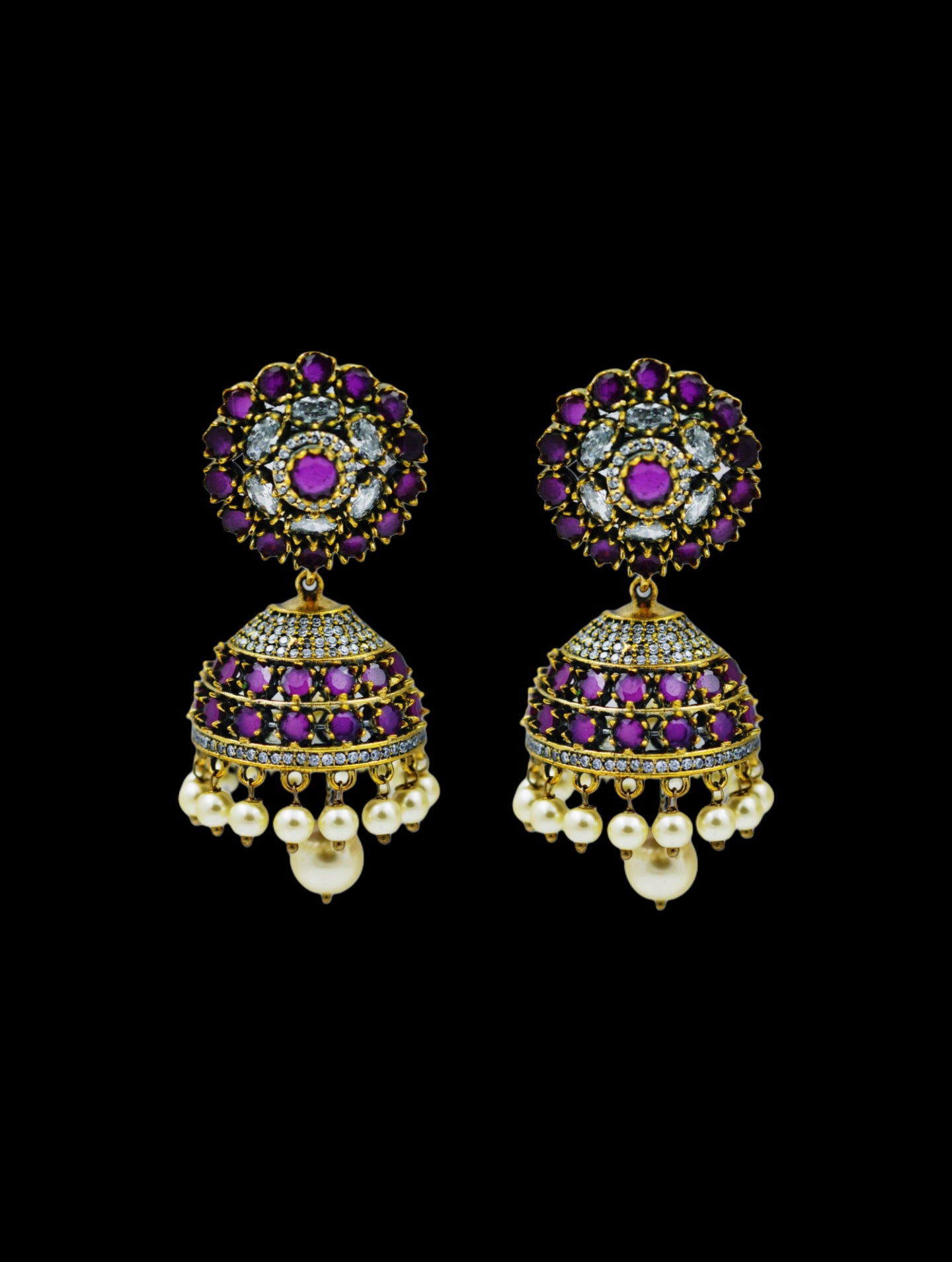 Regal Amethyst Jhumka Earrings