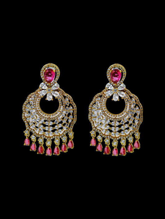 Royal Radiance: Gold & Ruby Chandelier Earrings