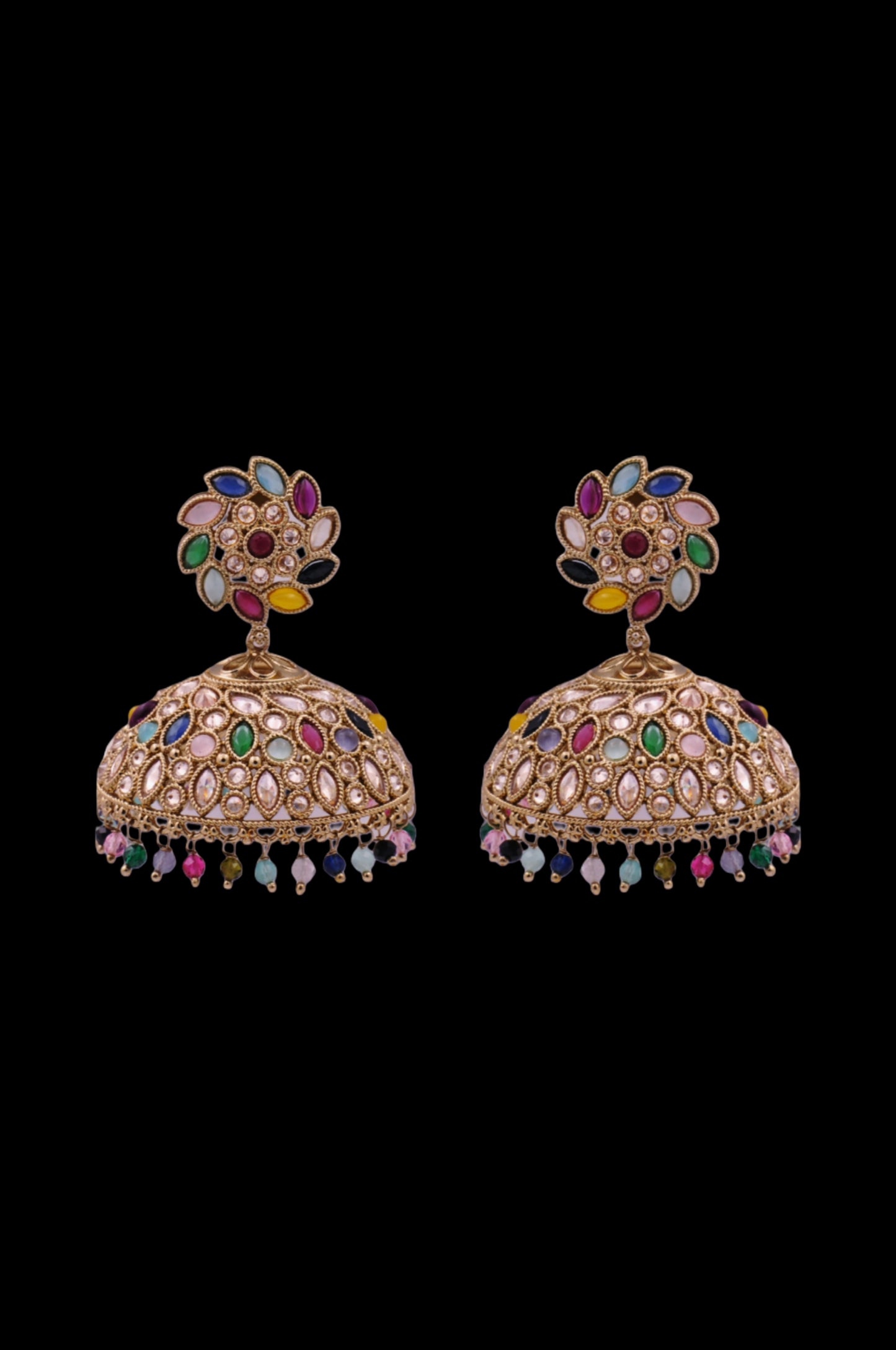Regal Multicolored Kundan Jhumka