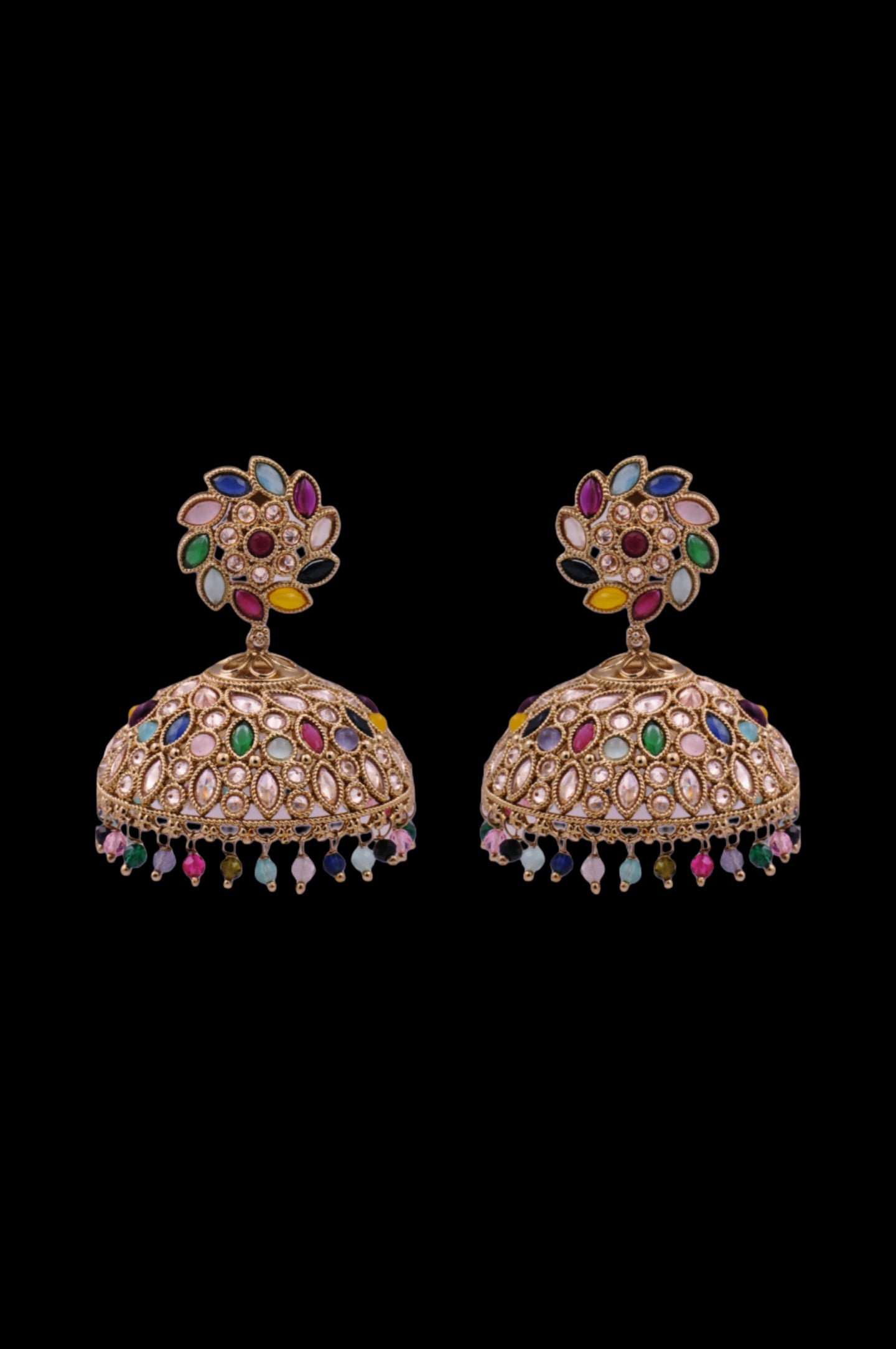 Regal Multicolored Kundan Jhumka