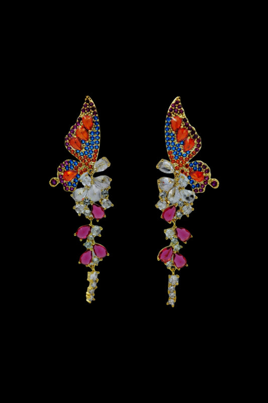 Orange and Pink Enchanted Butterfly Wing Earrings