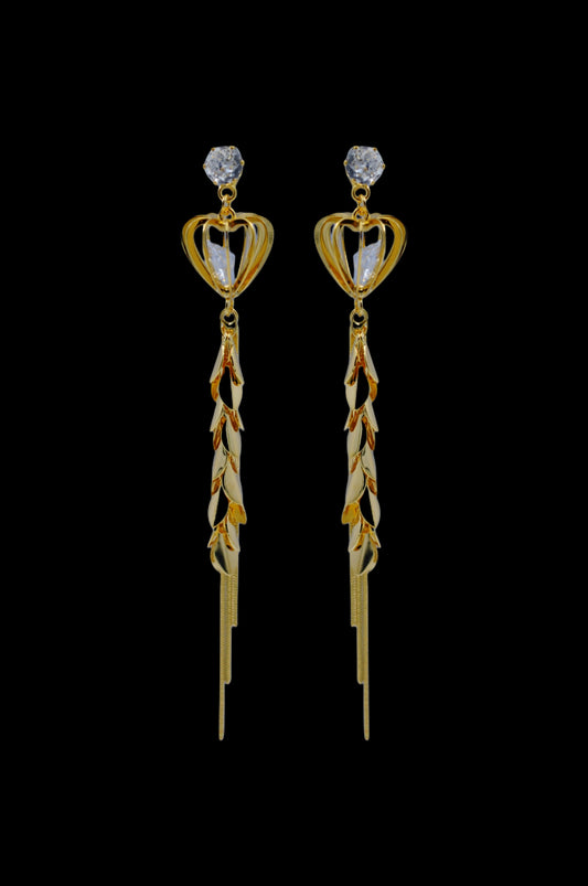 Enchanted Gold Heart Dangle Earrings