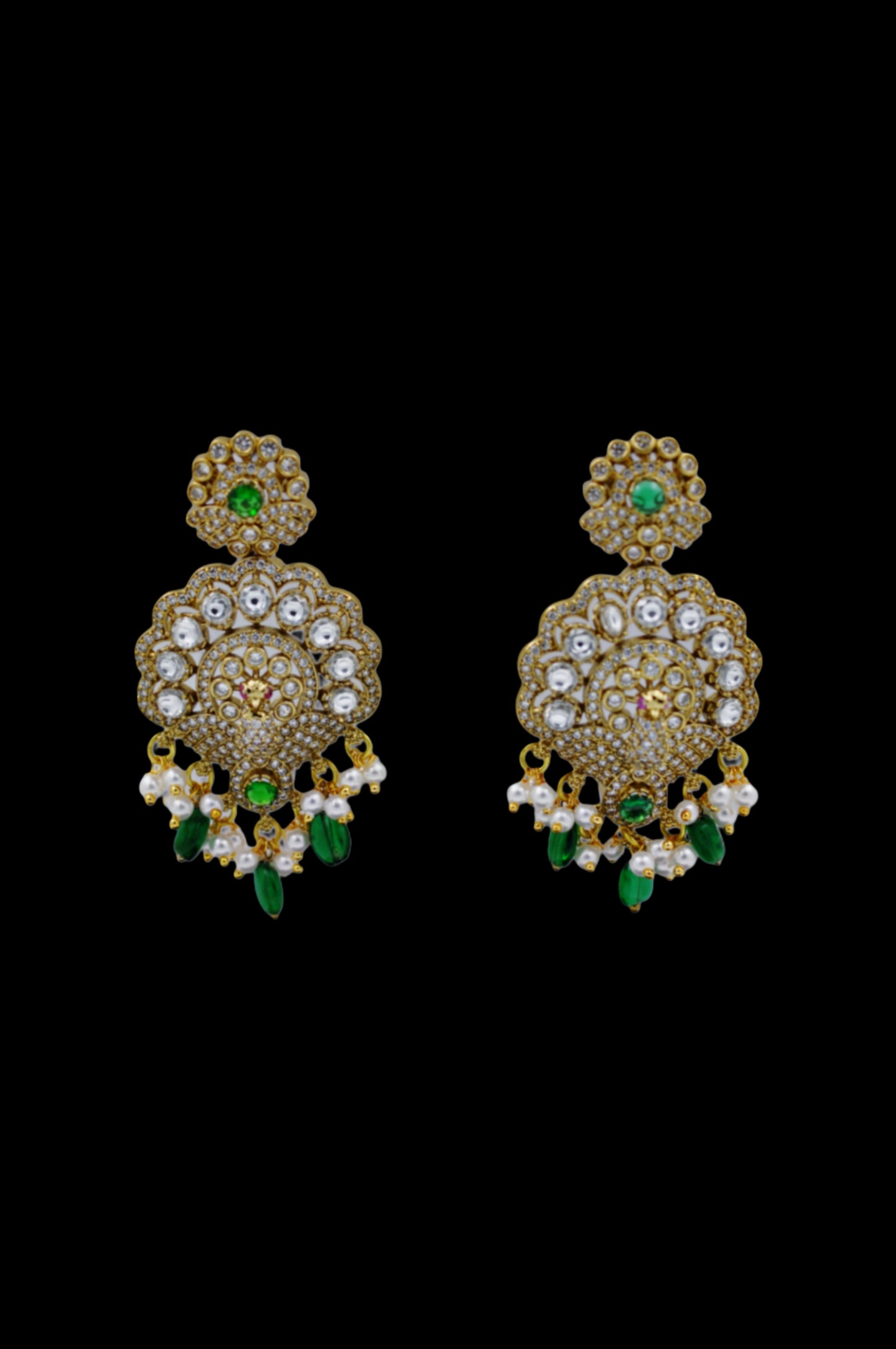 Timeless Royalty – Pearl & Stone Studded Chandbali Earrings