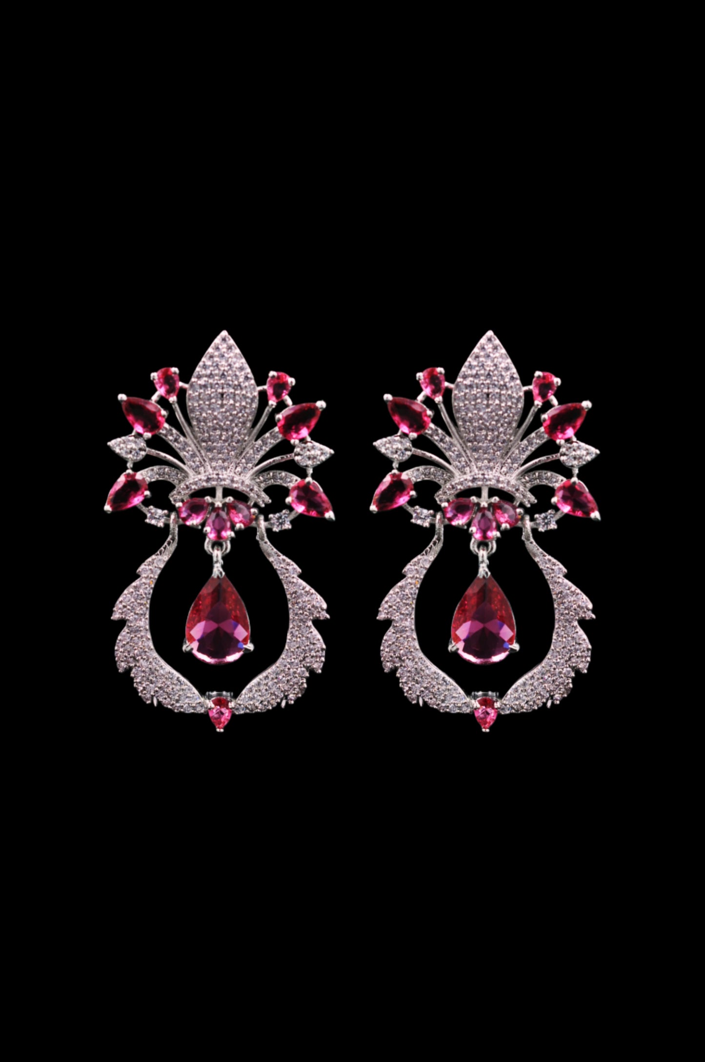 Wine Red Vintage Glamour Crystal Earrings