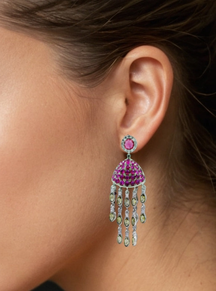 Ruby & Peridot Jhumka Earrings