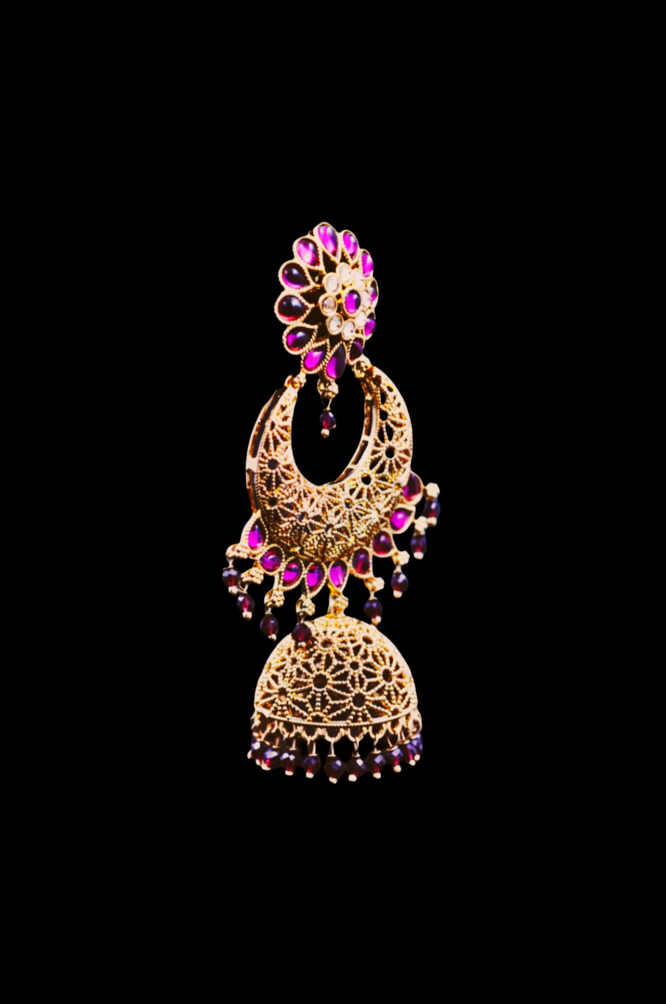 Ethereal Ruby Bloom Filigree Earrings