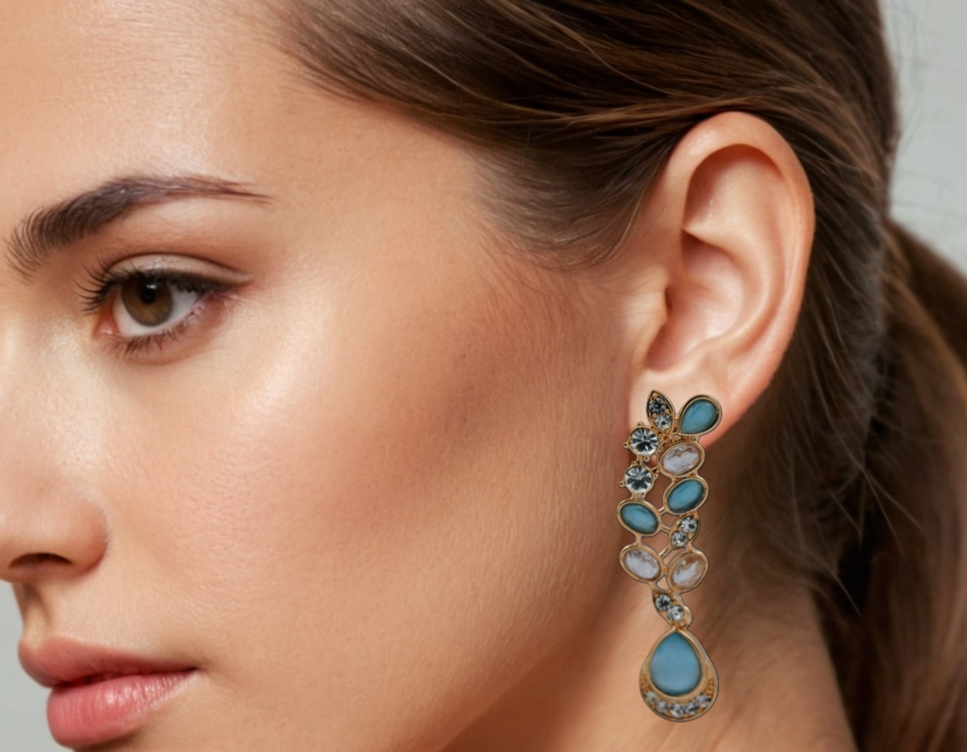 Turquoise Blue Celestial Raindrop Earrings