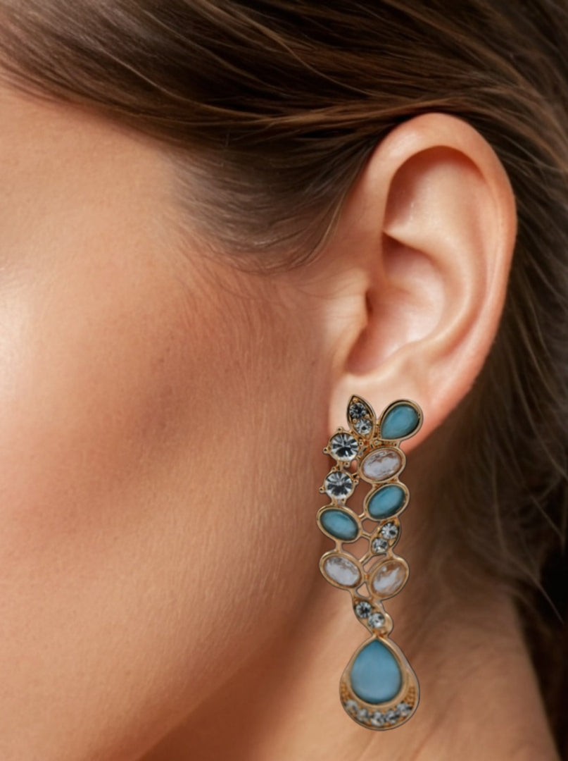 Turquoise Blue Celestial Raindrop Earrings