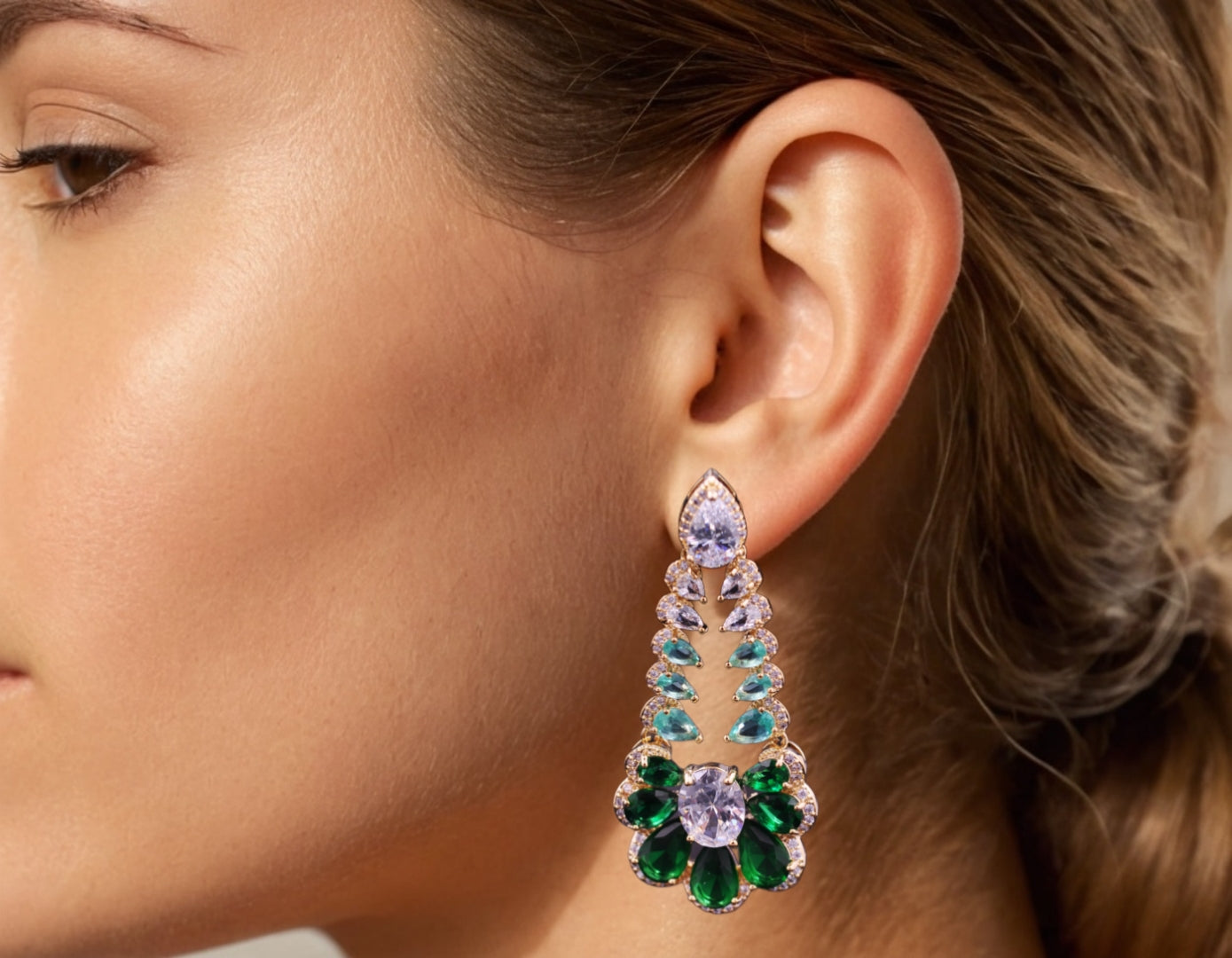 Emerald Cascade Glamour Earrings