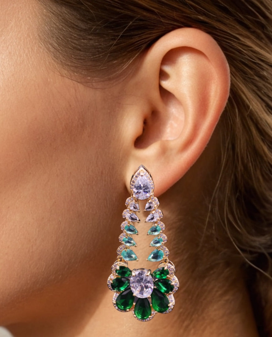 Emerald Cascade Glamour Earrings