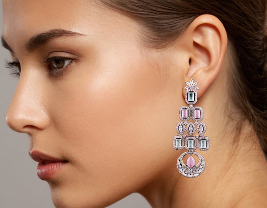 Enchanted Bloom – Pastel Gemstone Drop Earrings