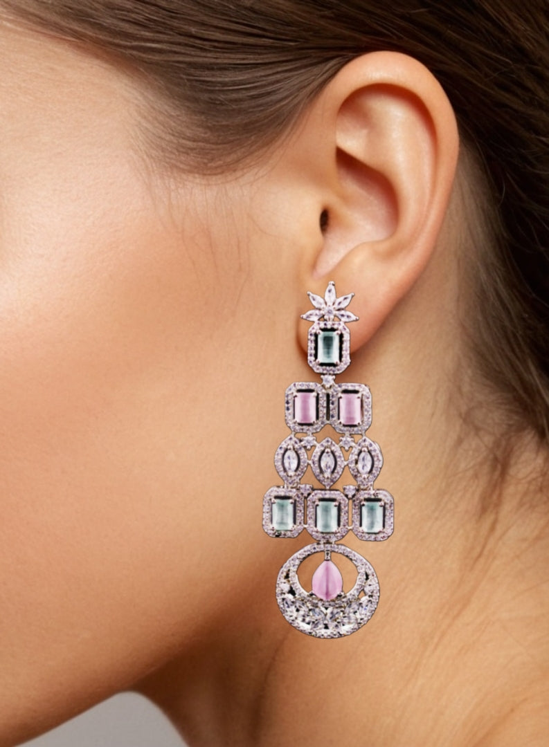 Enchanted Bloom – Pastel Gemstone Drop Earrings