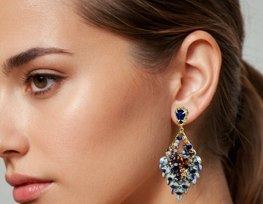 Blue Royal Radiance Statement Earrings