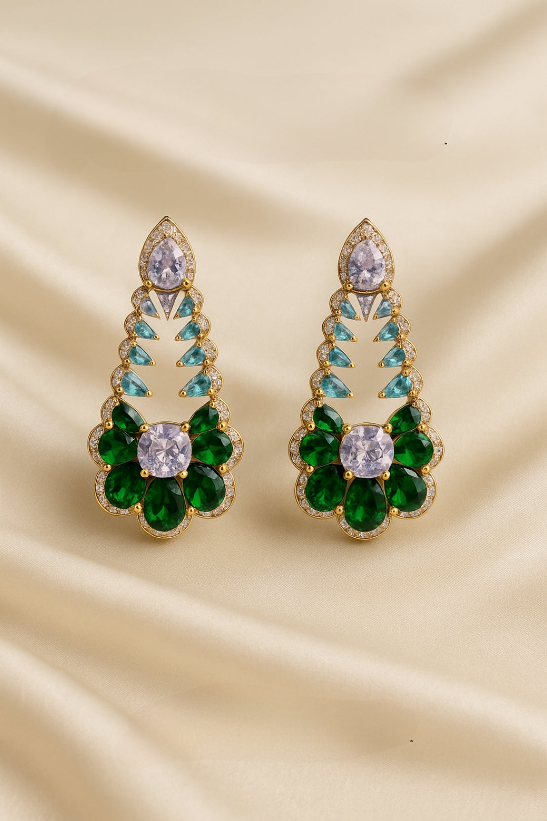 Emerald Cascade Glamour Earrings