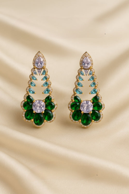 Emerald Cascade Glamour Earrings