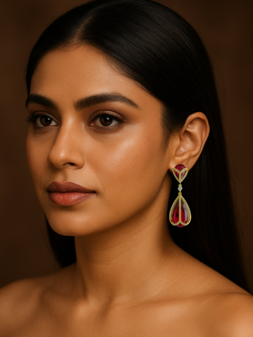 Elegant Ruby Teardrop Earrings