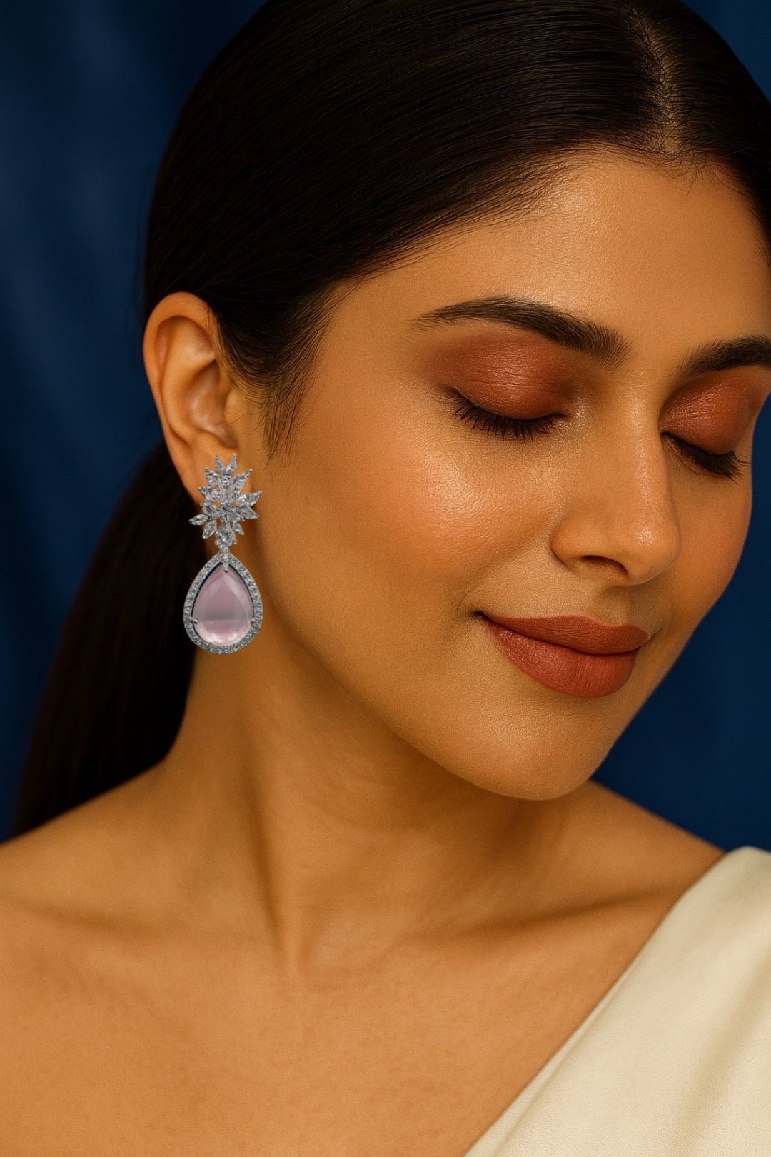 Pink Royal Elegance Teardrop Crystal Earrings