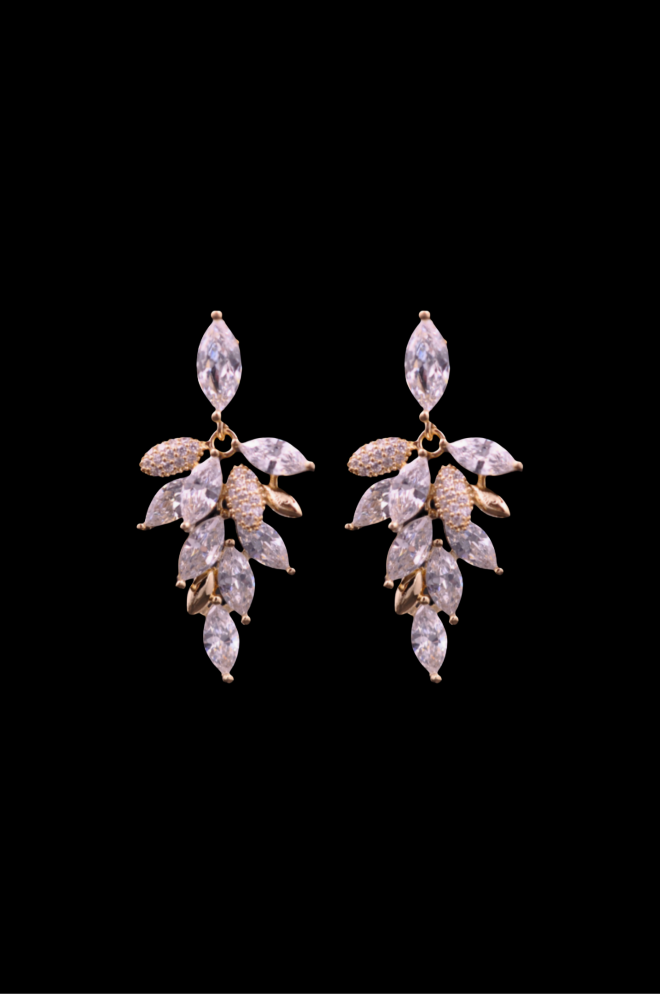 Crystal Cascade Leaf Earrings