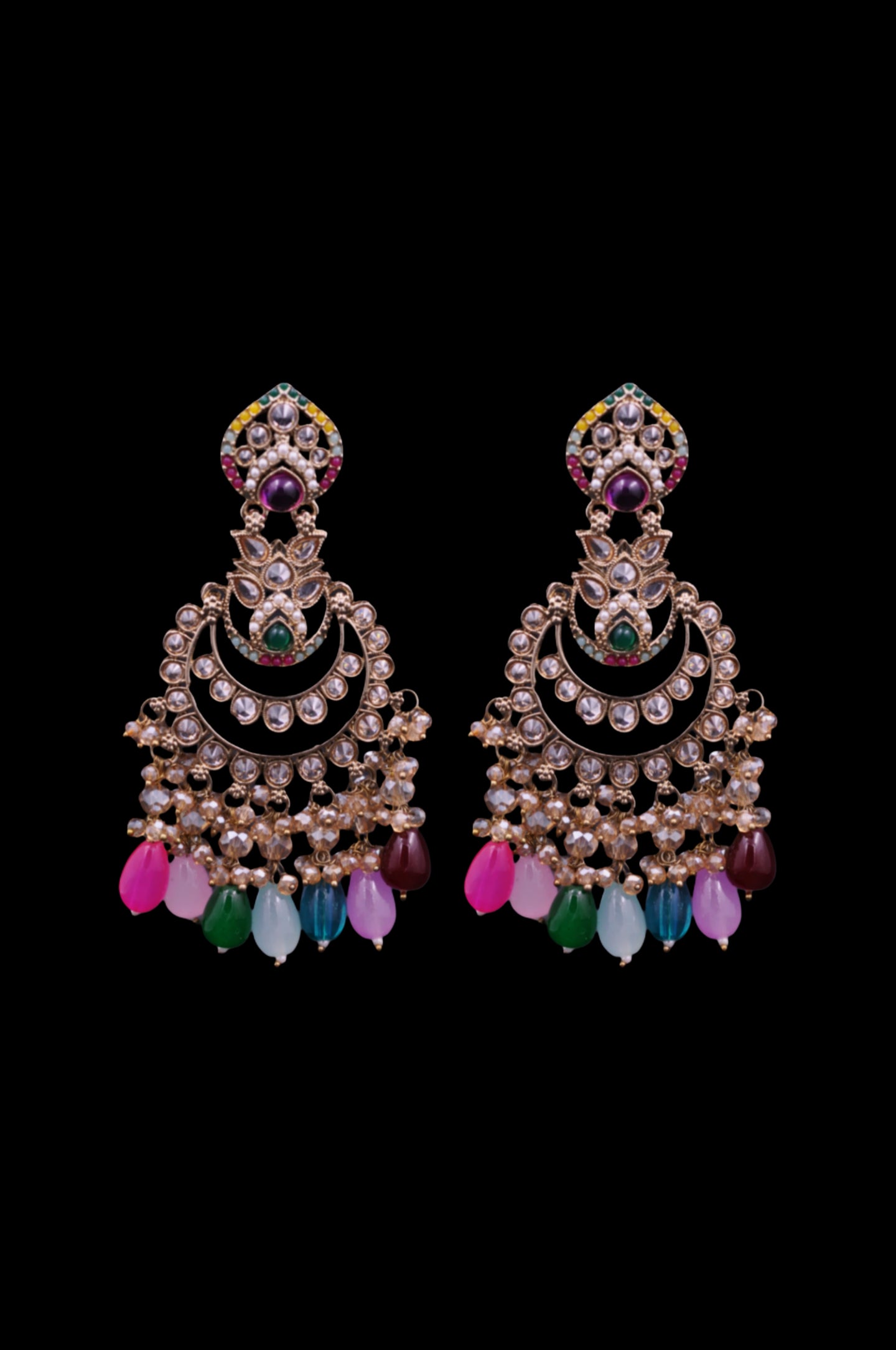 Noor-e-Rang Multicolor Kundan Chandbali