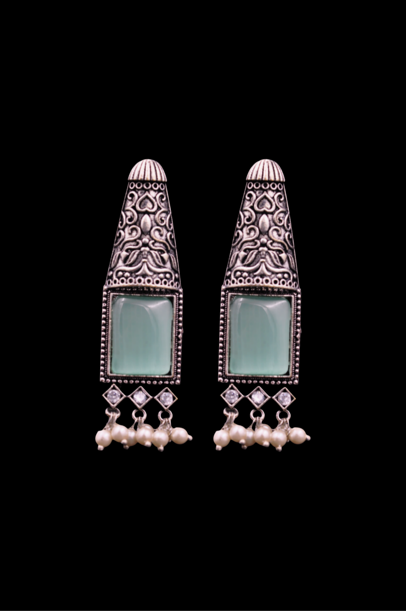 Emerald Grace Oxidized Earrings