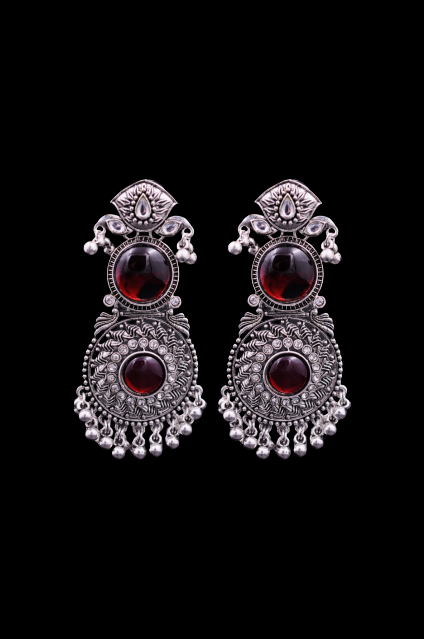 Crimson Regal Oxidized Chandbalis