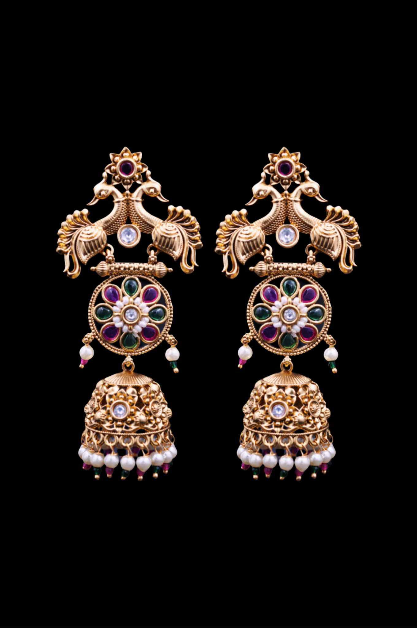 Mayura Pushpanjali Jhumkas