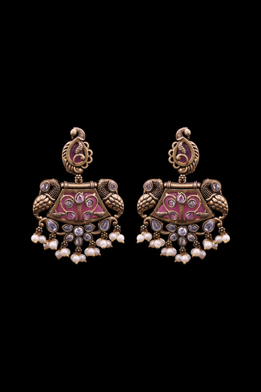 Peacock Charm Antique Jhumkas