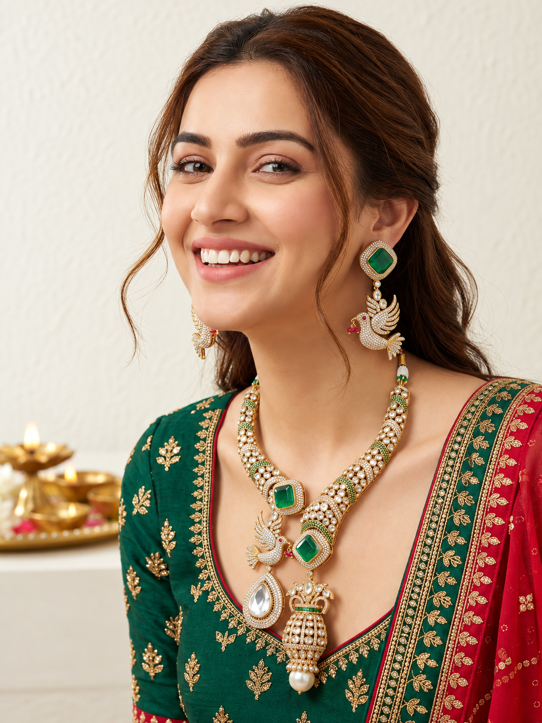Emerald Heritage Statement Necklace Set