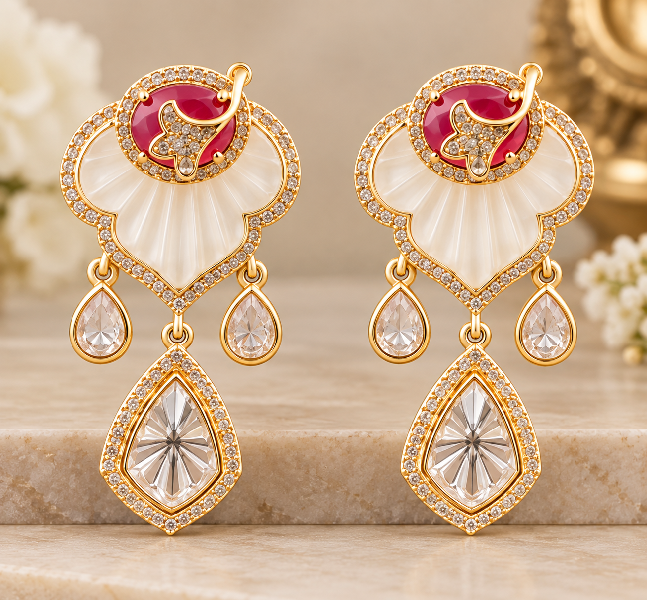 Emerald Bloom Kundan Necklace Set