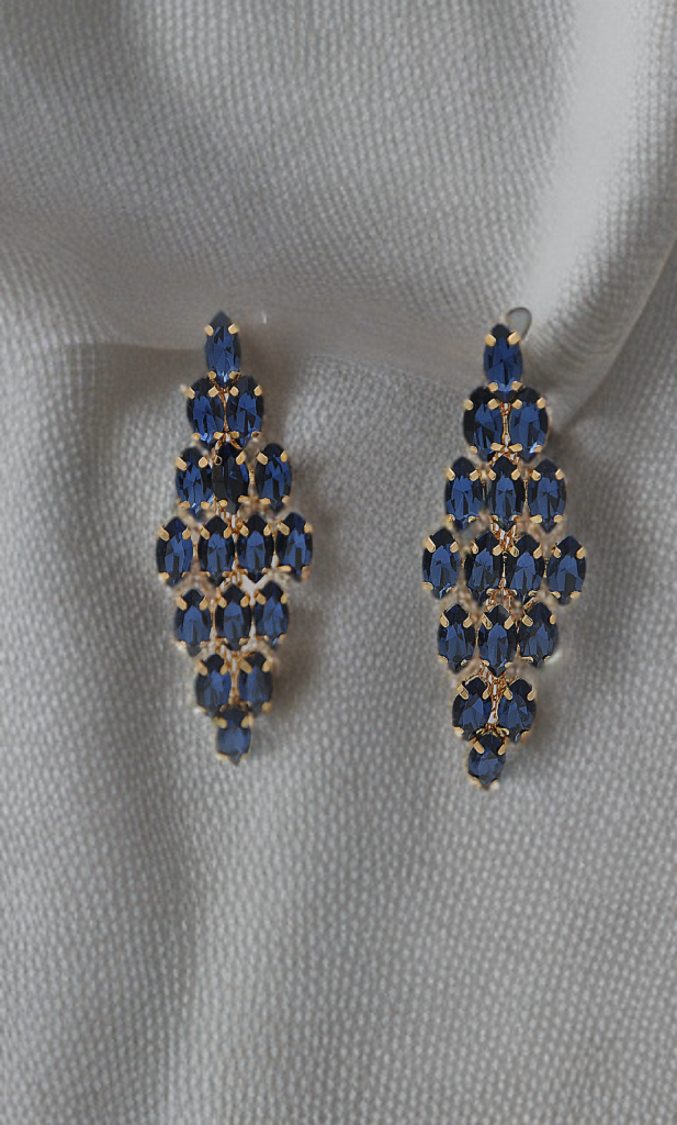 Midnight Elegance Sapphire Crystal Earrings