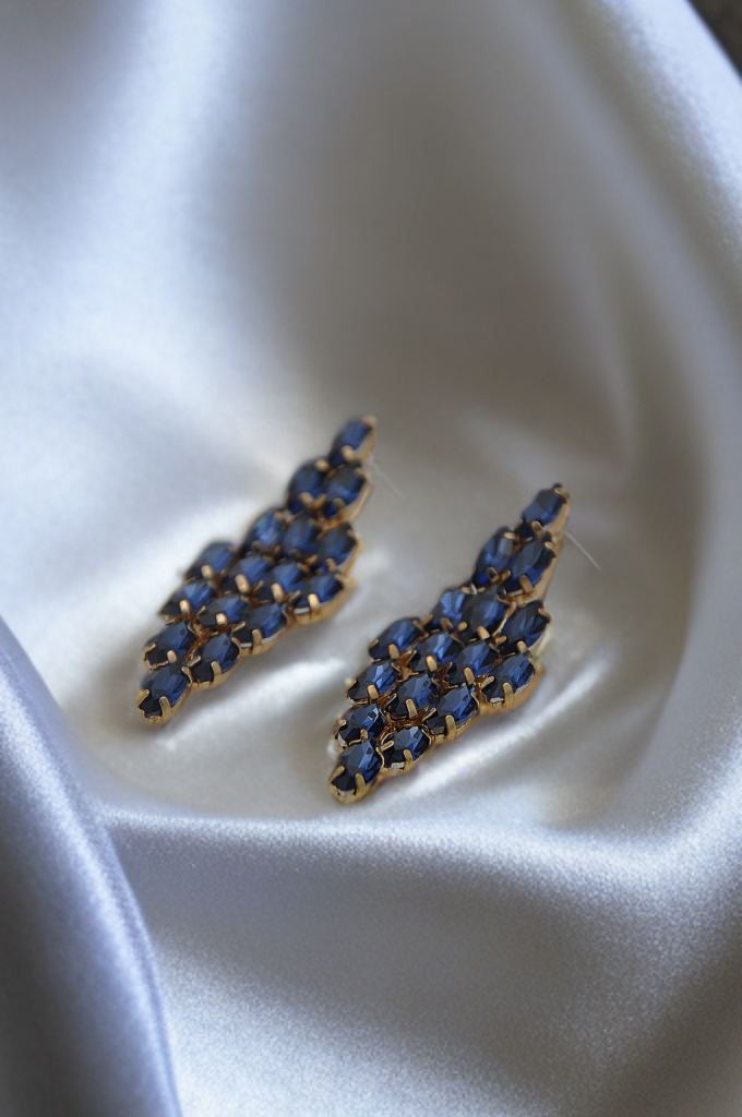 Midnight Elegance Sapphire Crystal Earrings