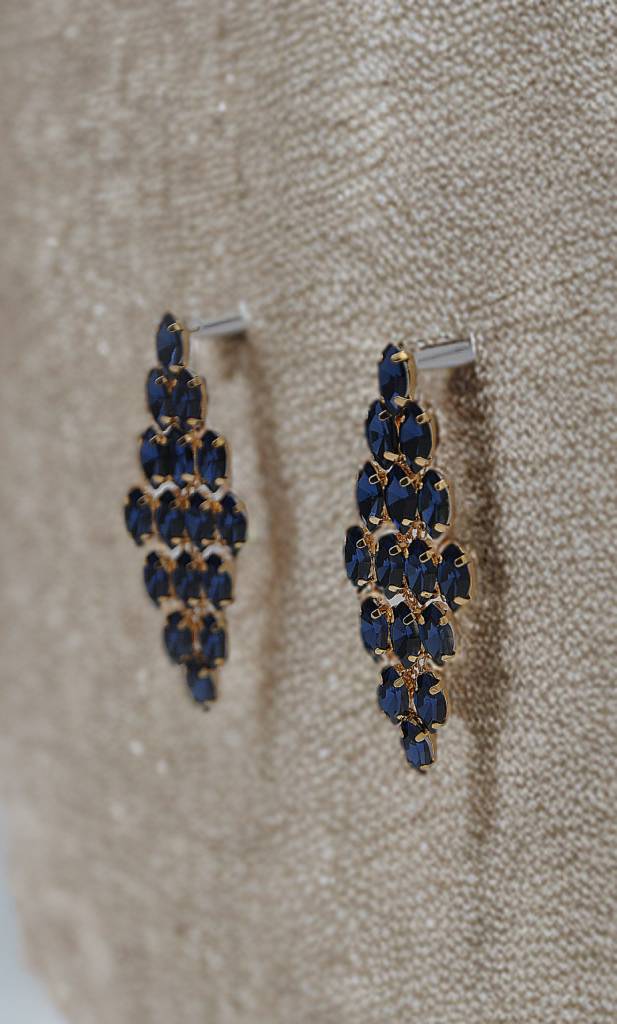 Midnight Elegance Sapphire Crystal Earrings