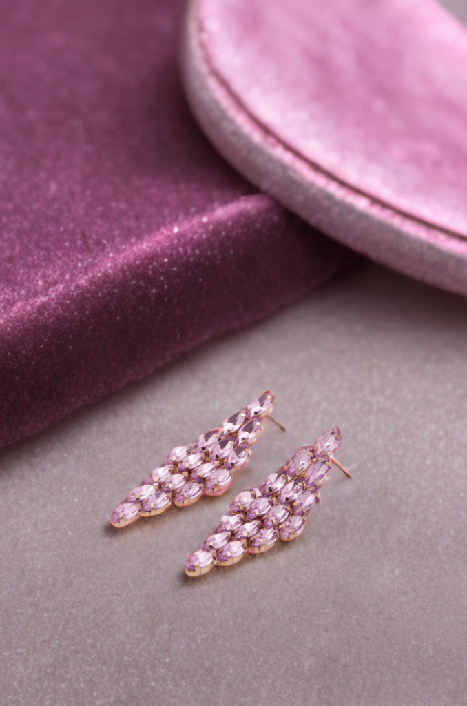 Pink Midnight Elegance Crystal Earrings