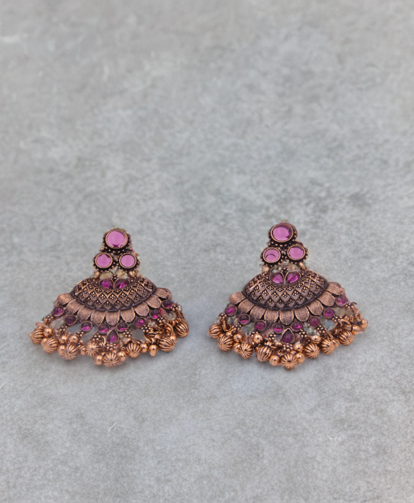 Vintage Bohemian Antique Gold Chandbali Earrings