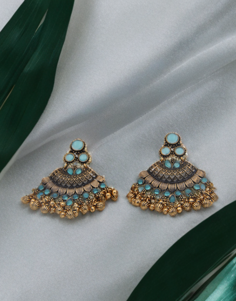 Vintage Bohemian Antique Gold Chandbali Earrings