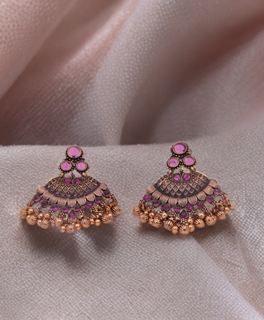 Vintage Bohemian Antique Gold Chandbali Earrings