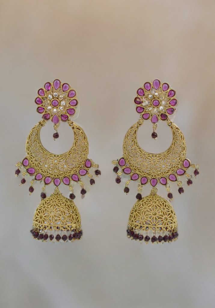 Ethereal Ruby Bloom Filigree Earrings