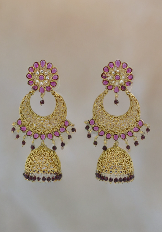 Ethereal Ruby Bloom Filigree Earrings