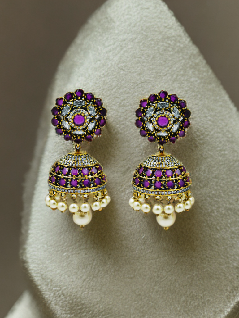 Regal Amethyst Jhumka Earrings