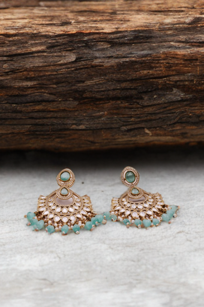 Pearl & Emerald Crescent Earrings