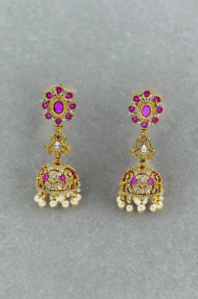 Deep Pink Timeless Heritage Pearl Jhumkas